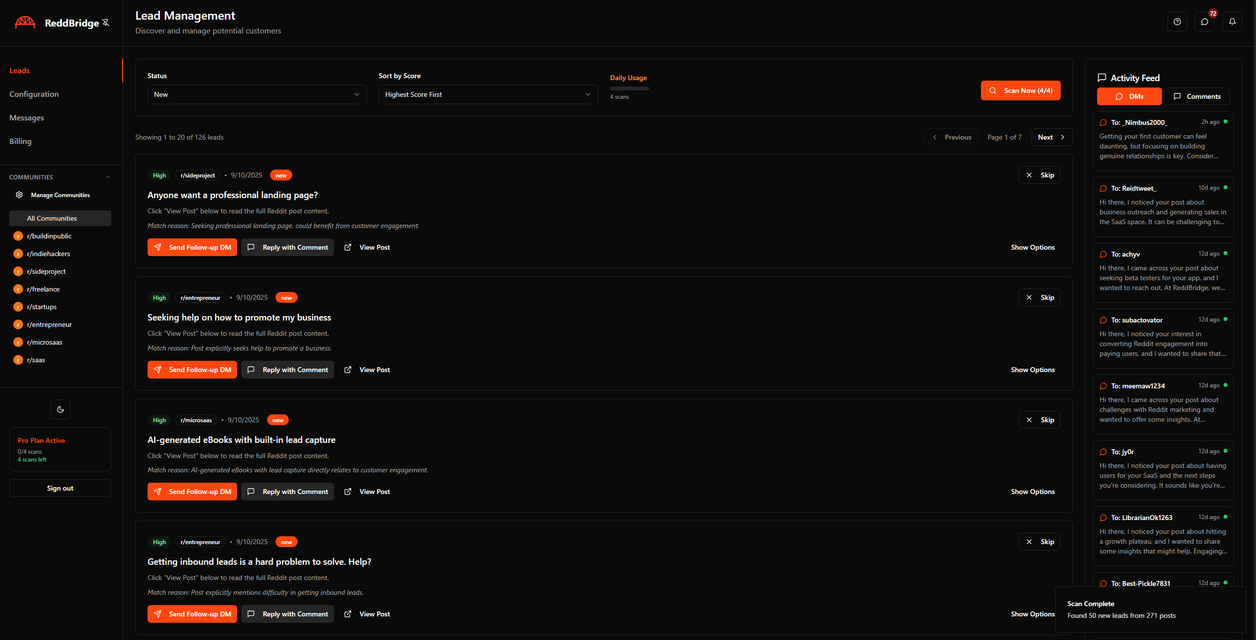 Média ReddBridge - Reddit lead discovery platform 2