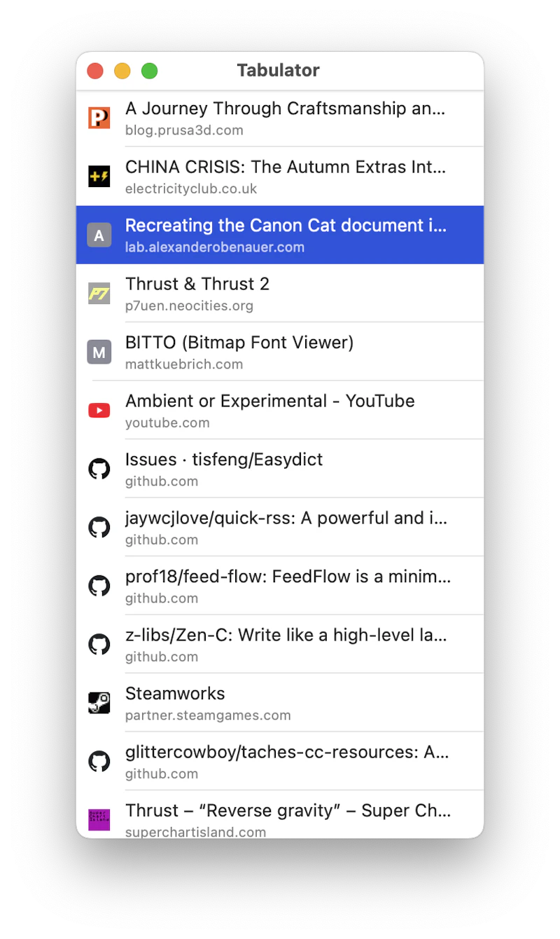Tabulator screenshot 2