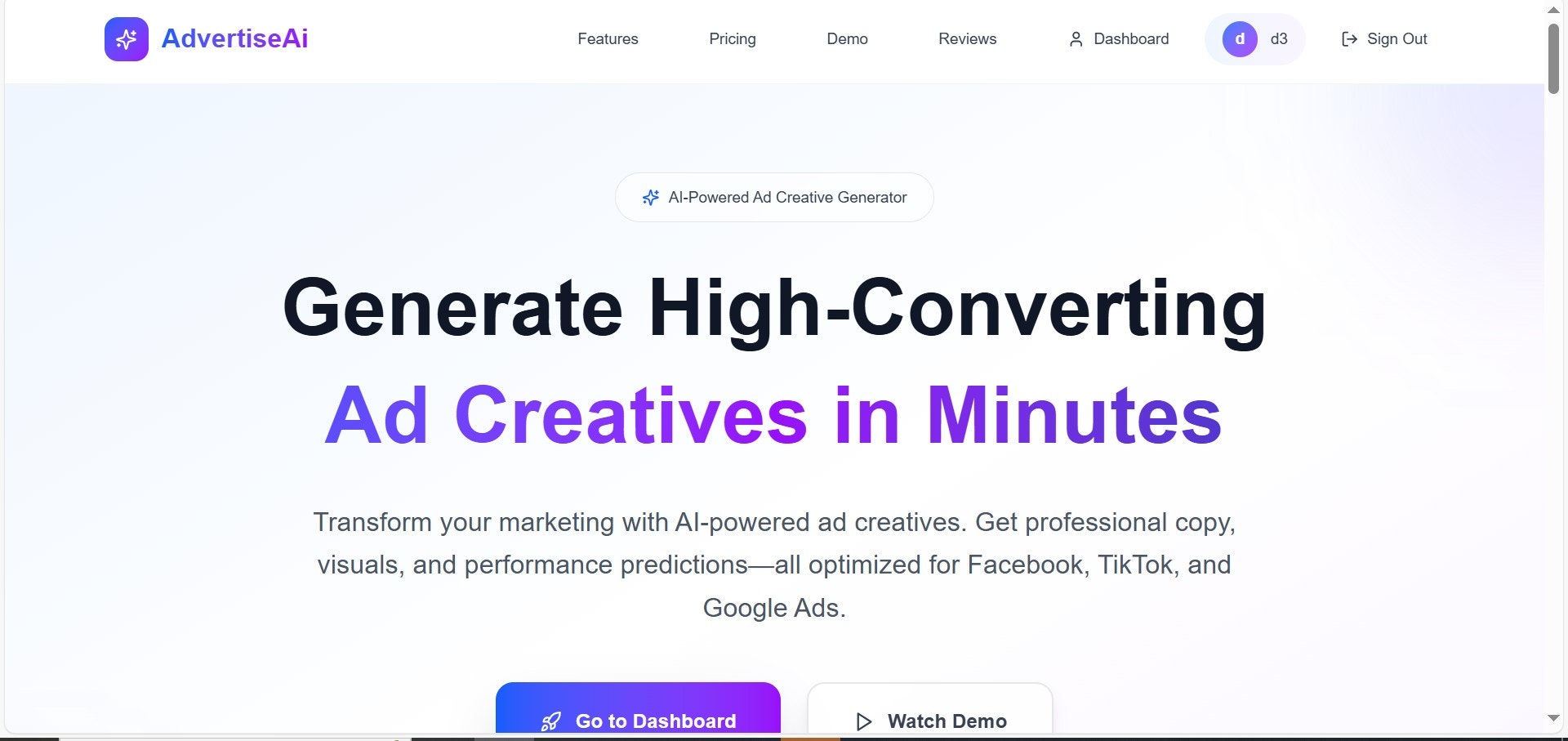 Advertiseai - Generar creatividades de anuncios de alta conversión en minutos media 1