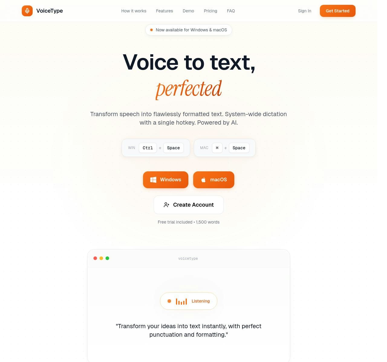 VoiceType - Product Hunt launch logo and brand identity
