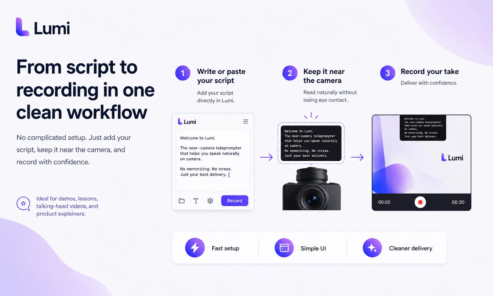 Lumi - Teleprompter + Recorder  screenshot 5