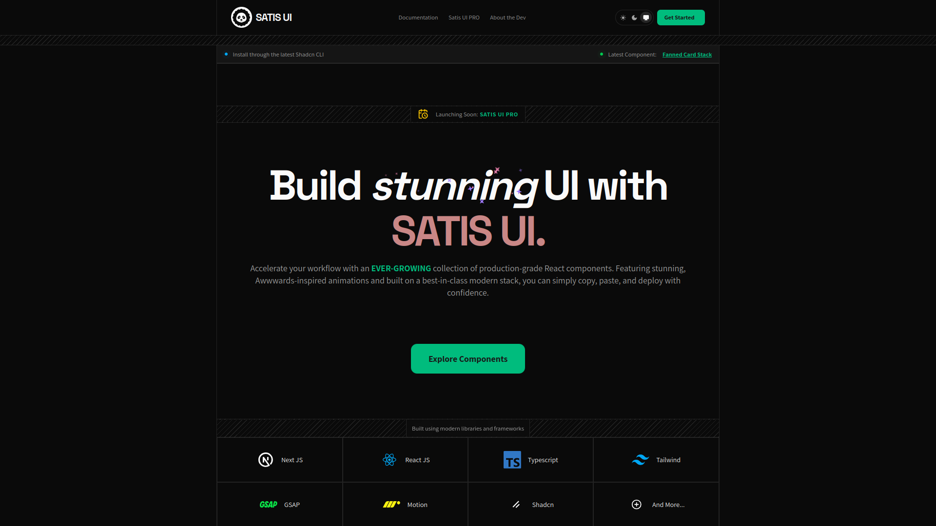 SATIS UI - Screenshot 4 showing product features and functionality