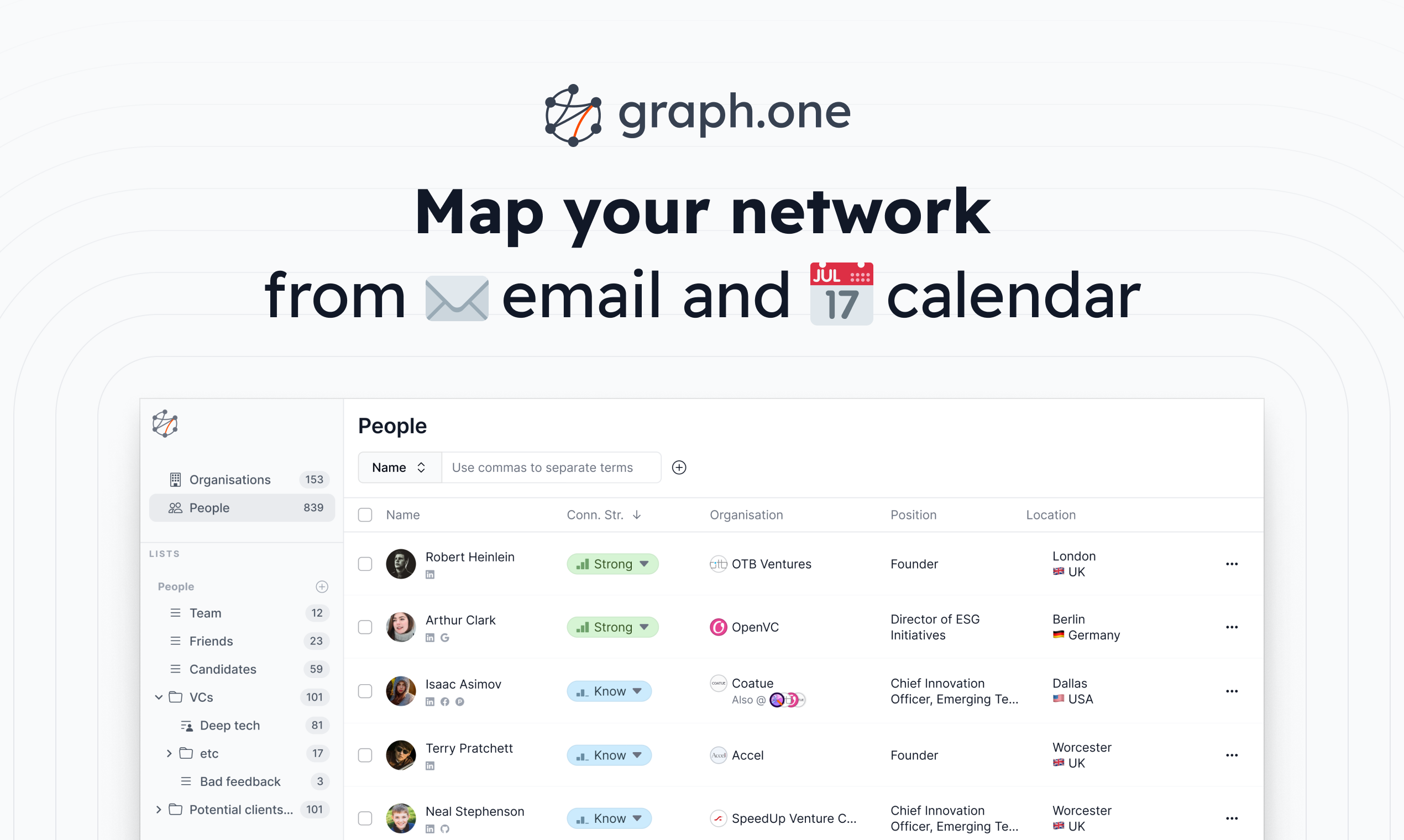 startuptile Graph.one-Map your professional network from email and calendar