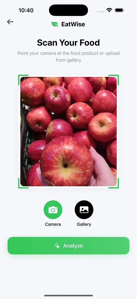 EatWise AI Food Scanner - Screenshot 2 showing product features and functionality