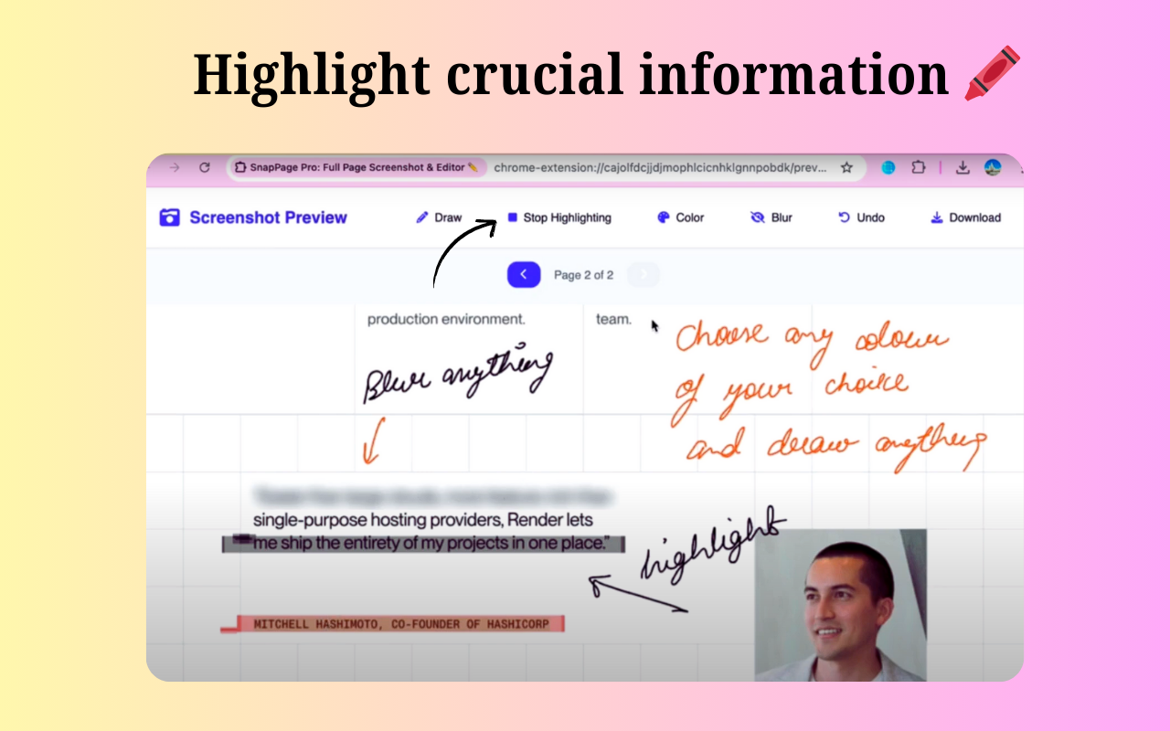 Full page screenshot & Editior - Chrome extension for advanced screenshot & editing media 5