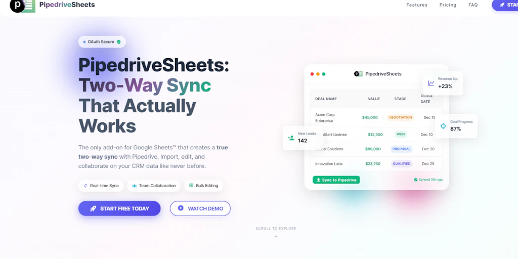 PipedriveSheets:Pipedrive CRM 與 Google 試算表之間的雙向同步工具