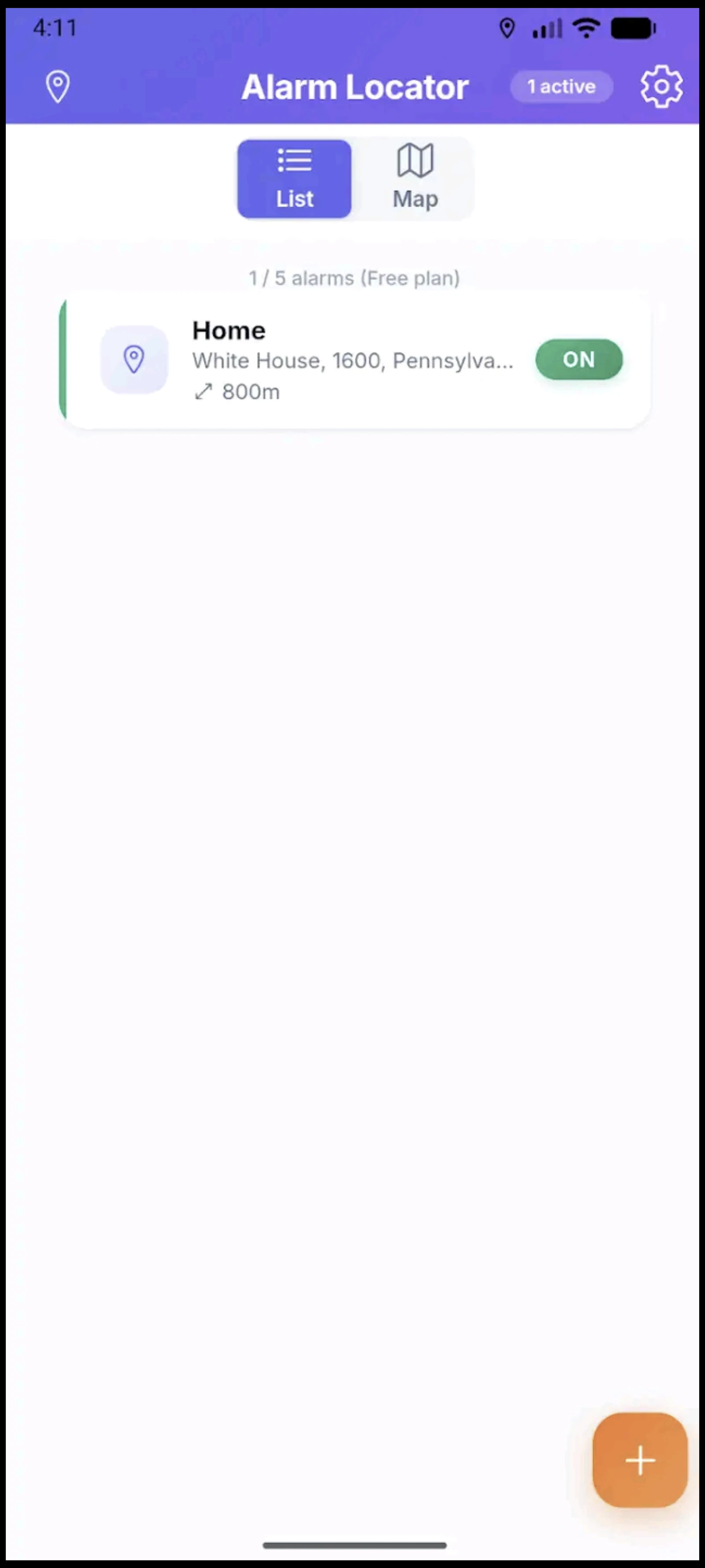 Alarm locator screenshot 1