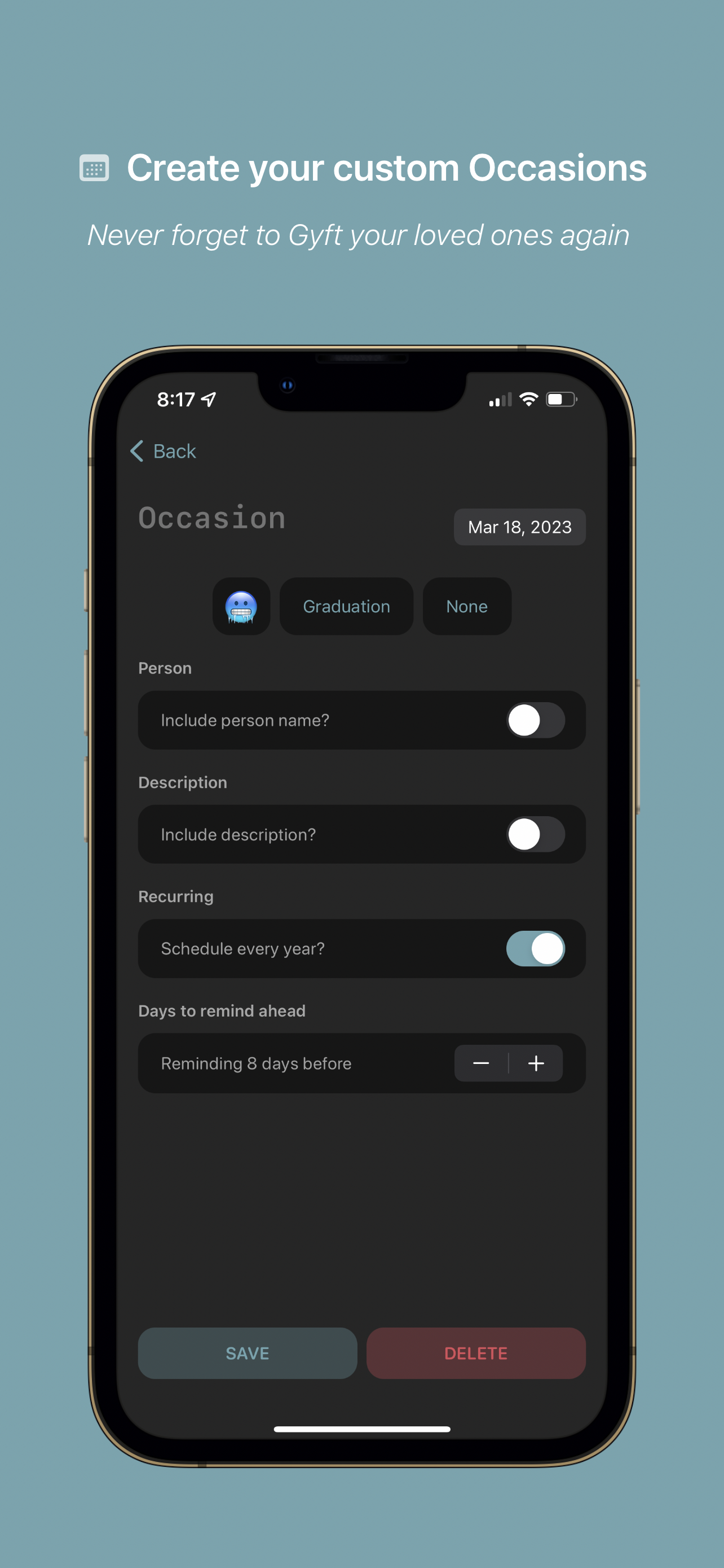 Gyfter - Occasion Reminder gallery image