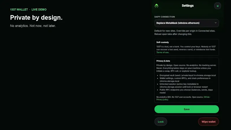 1337 Wallet screenshot 1 (video preview)