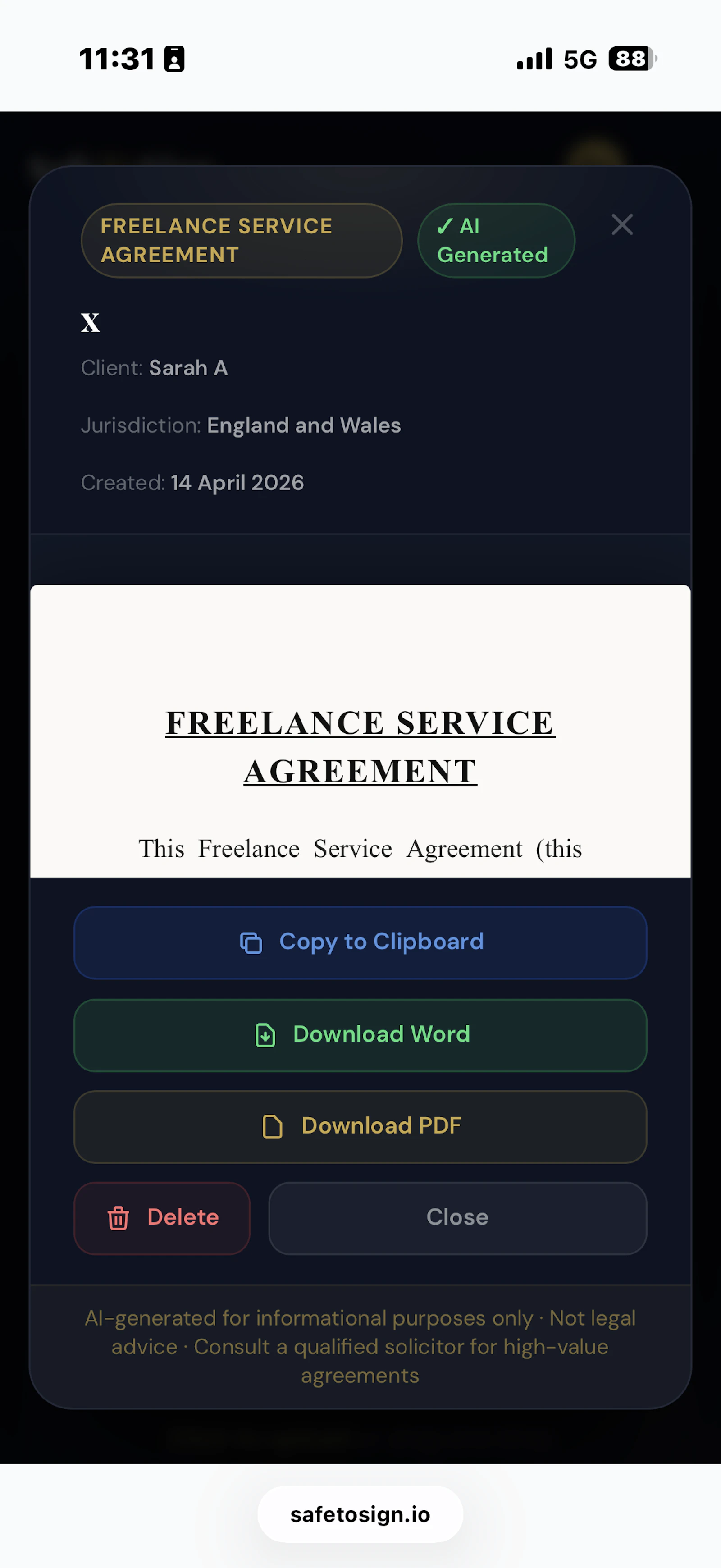 SafeToSign screenshot 2