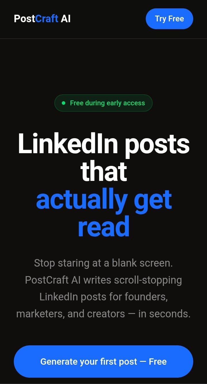 PostCraft AI — Free LinkedIn Post Writer gallery image
