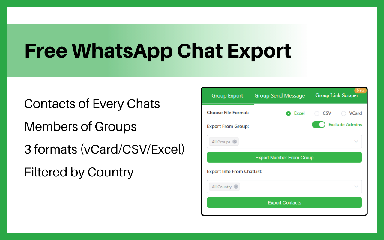 Free WhatsApp Chat Export - Screenshot 3 showing product features and functionality