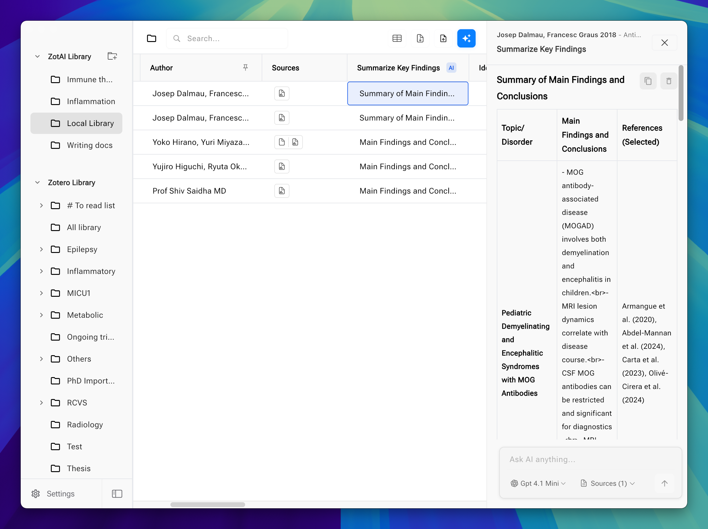 ZOTAI - The Ultimate Research AI Copilot - Main screenshot showing features and interface