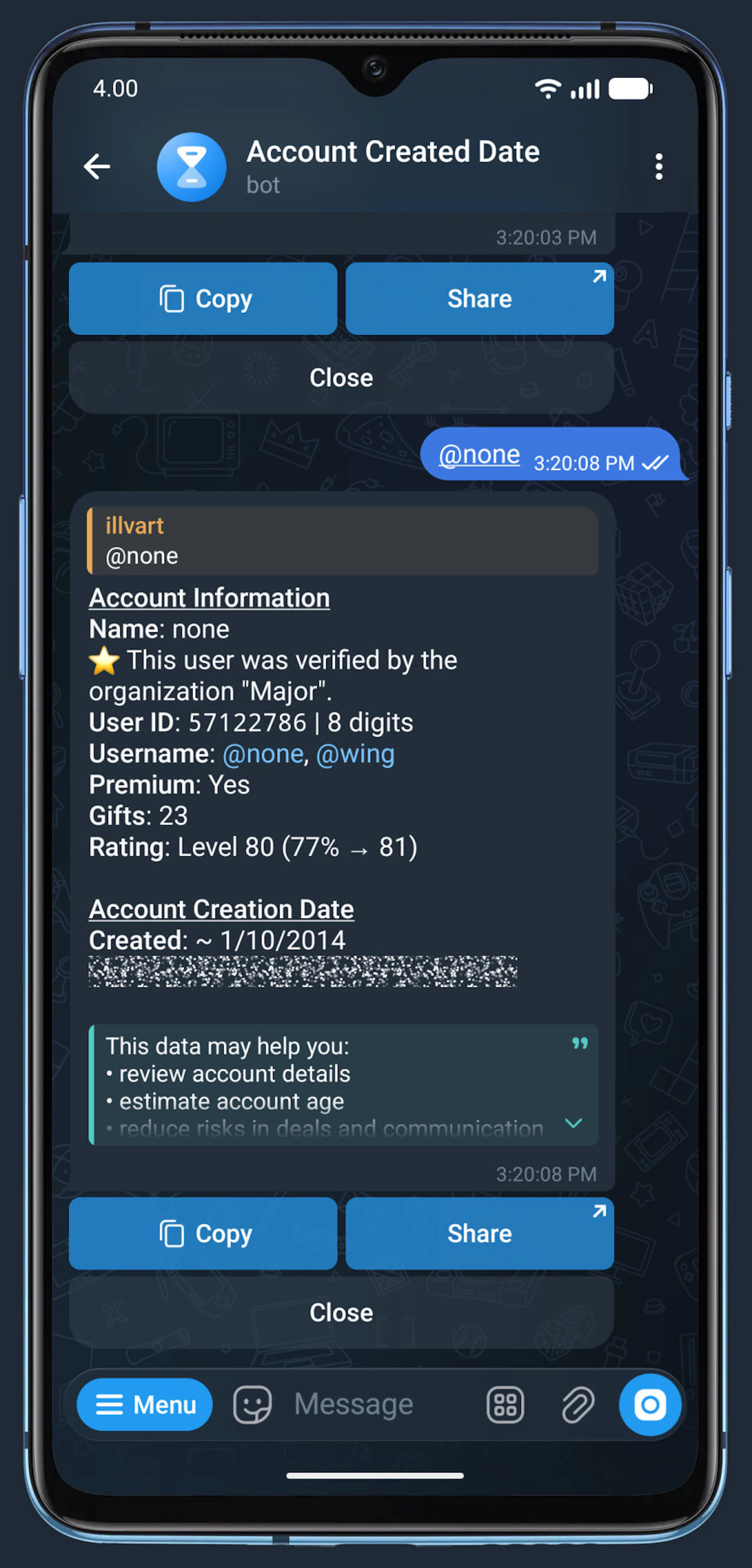Account Created Date screenshot 3