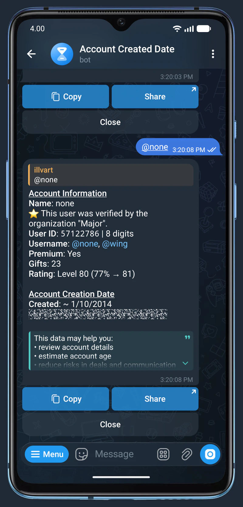 Account Created Date screenshot 3