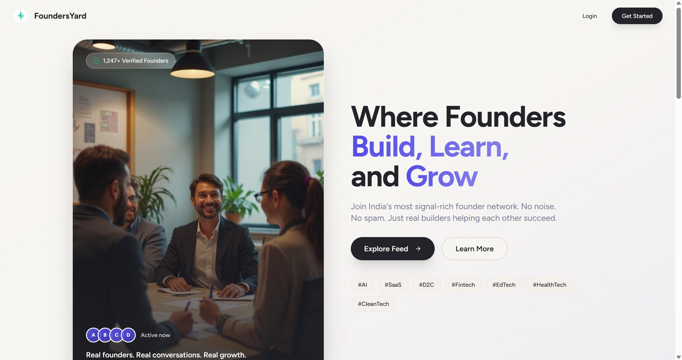 FoundersYard - Main product screenshot demonstrating key features and user interface