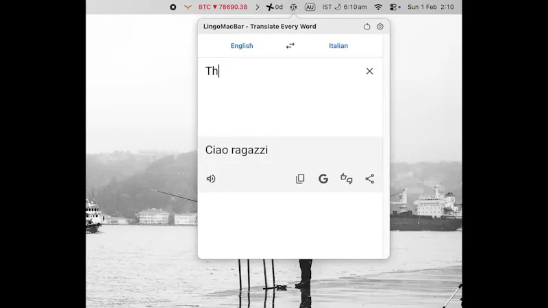 LingoMacBar: Mac Menu Bar Translator screenshot 1 (video preview)