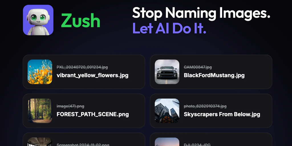 Zush:透過 AI 檔案分析自動為 macOS 上的圖片加上標籤並重新命名