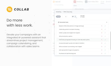 Plataforma aprimorada por IA de colaboração - Simplifique a coordenação de campanhas e a gestão de projetos sem esforço.