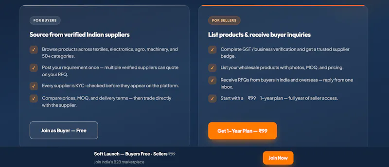 Buyers Free · Sellers from ₹99 screenshot 2