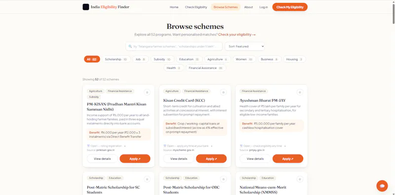 India Eligibility Finder screenshot 2