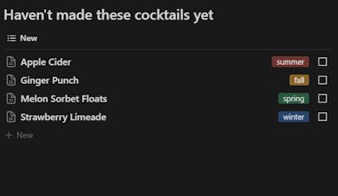 Cocktail Recipe Journal Notion Templates gallery image