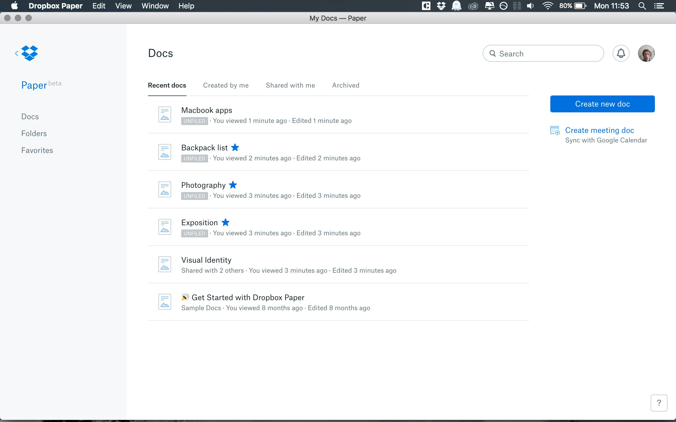 Dropbox Paper for Mac gallery image