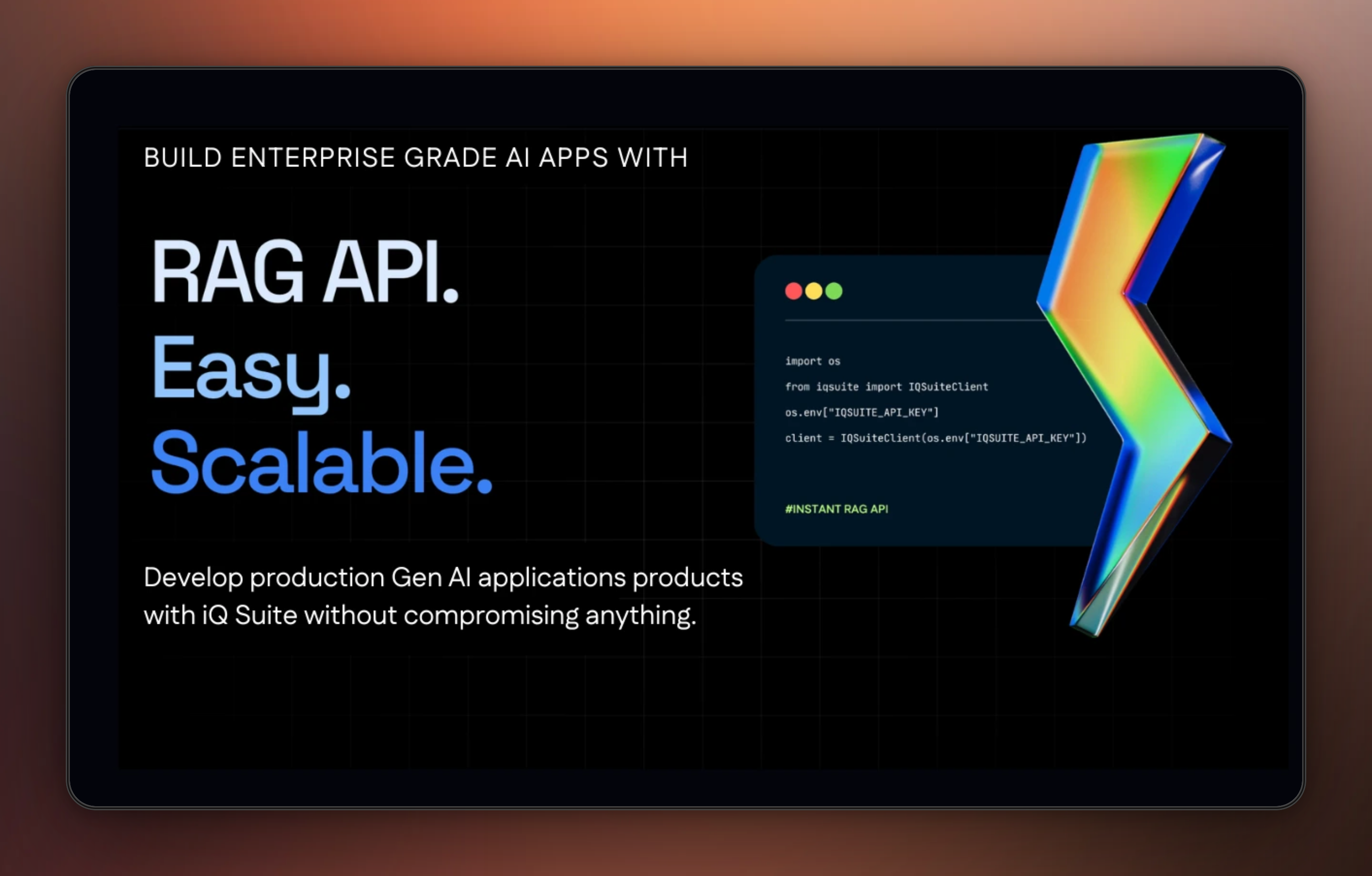 IQ SUITE - Güçlü Rag API'leri, gen ai'yi zahmetsizce inşa etmek ve ölçeklendirmek için medya 1