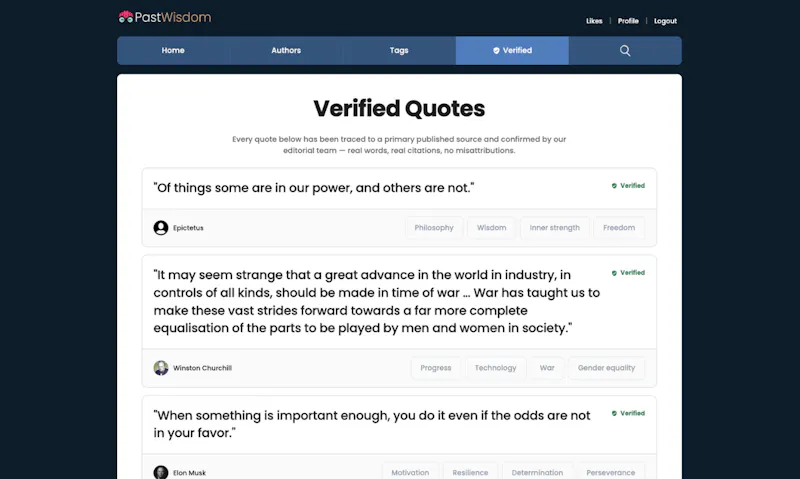PastWisdom Quote Verification screenshot 1