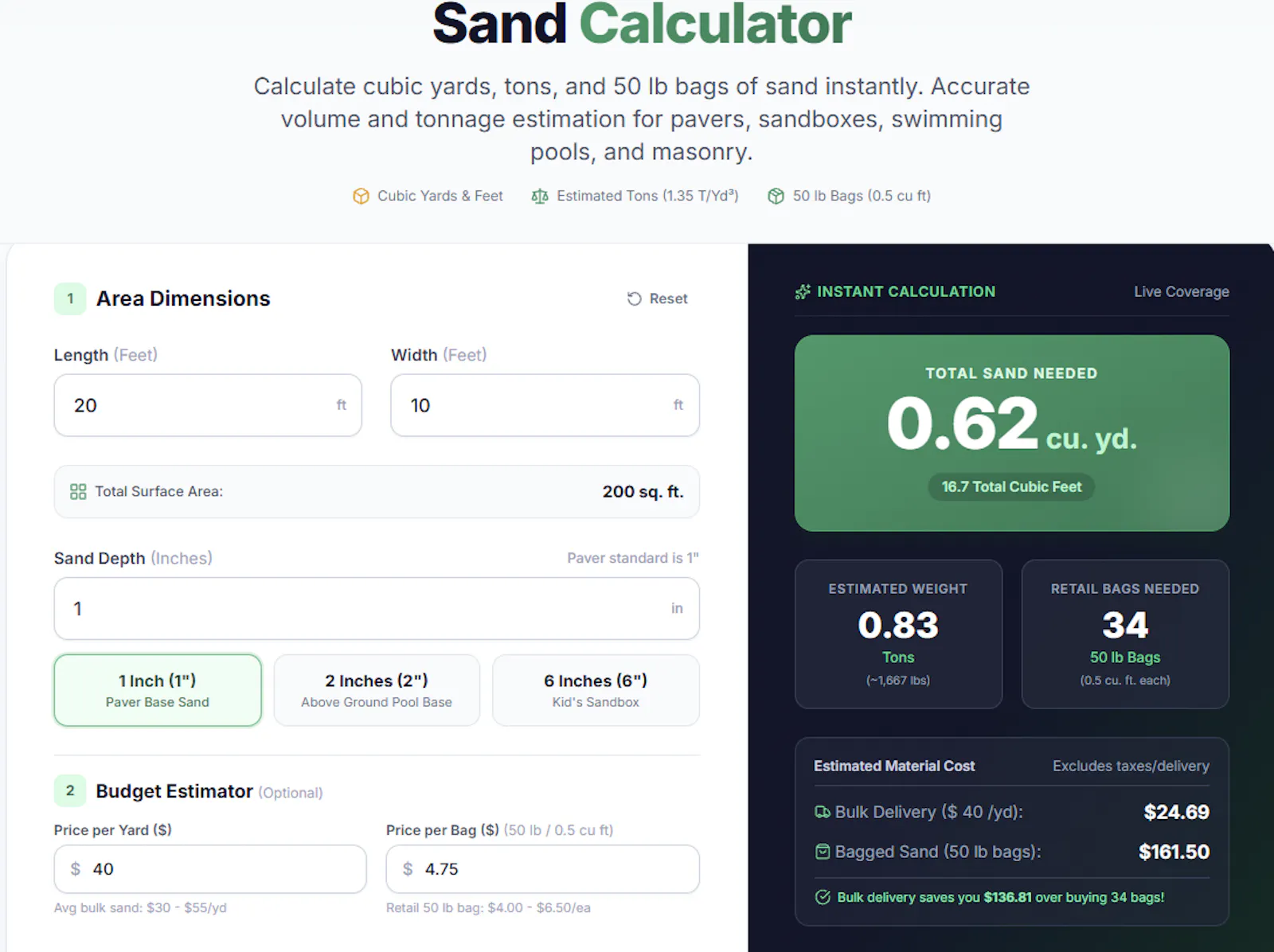 Mulch & Yard Materia Calculator  screenshot 3