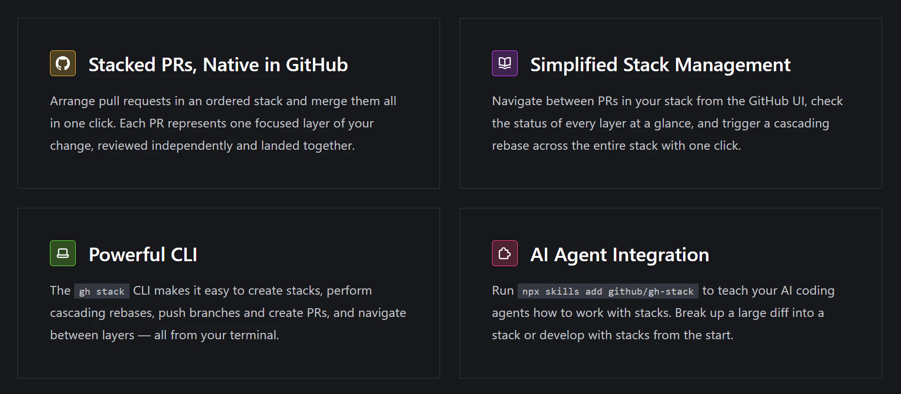 GitHub Stacked PRs screenshot 1