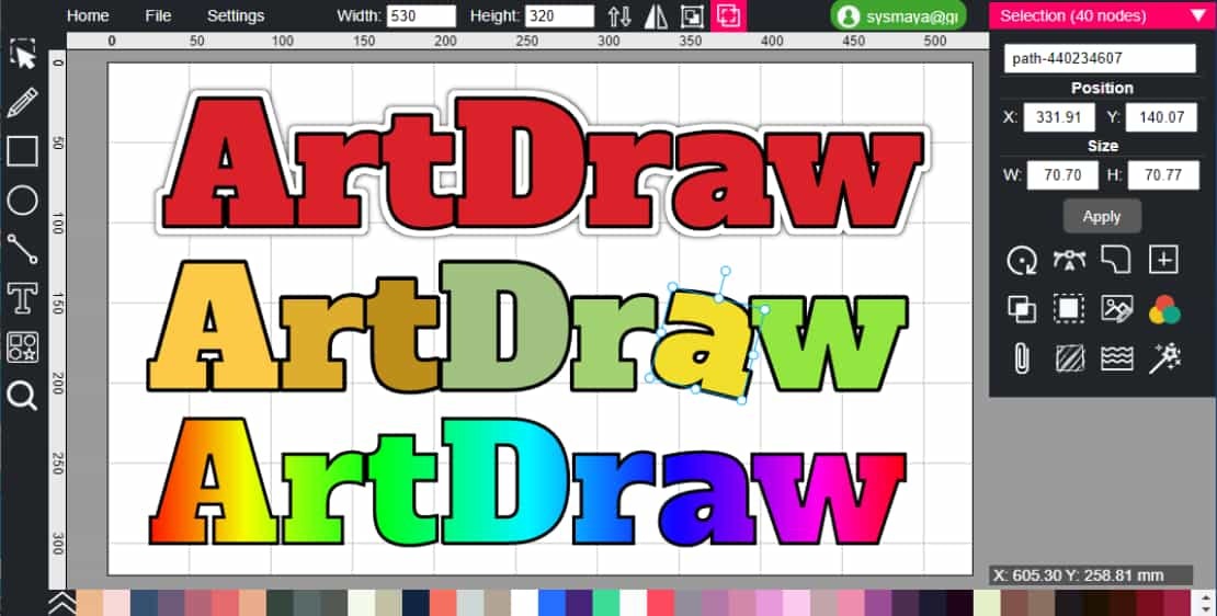 Editor vectorial de artDraw en línea media 3