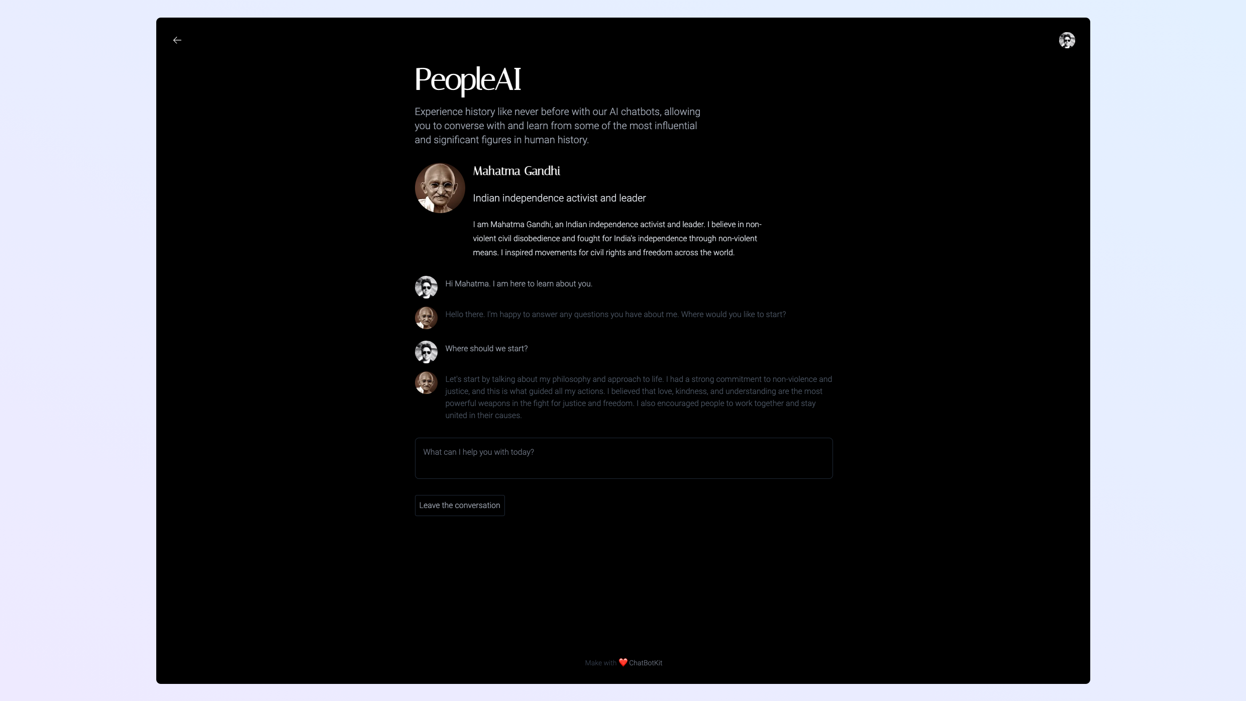 Média Peopleai par chatbotkit - Vivre l'histoire comme jamais auparavant avec nos chatbots d'IA 2