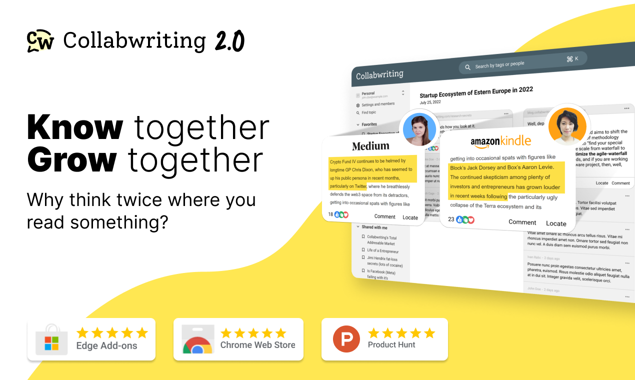 startuptile Collabwriting 2.0-Highlight share collaborate 3 steps to build knowledge