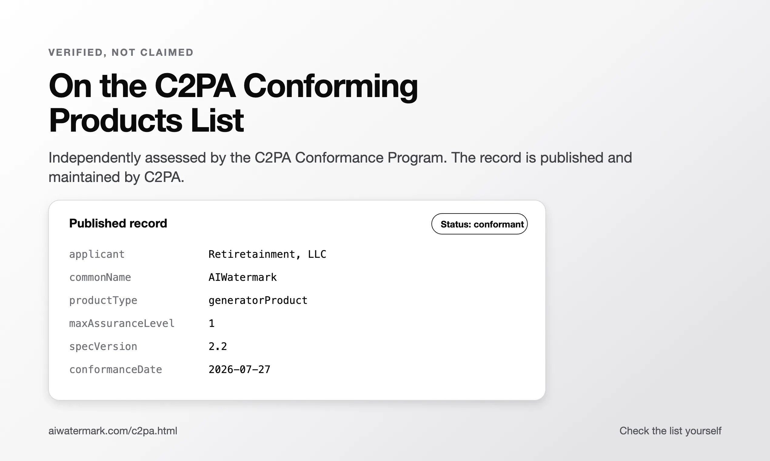 AIWatermark: C2PA Conformant gallery image