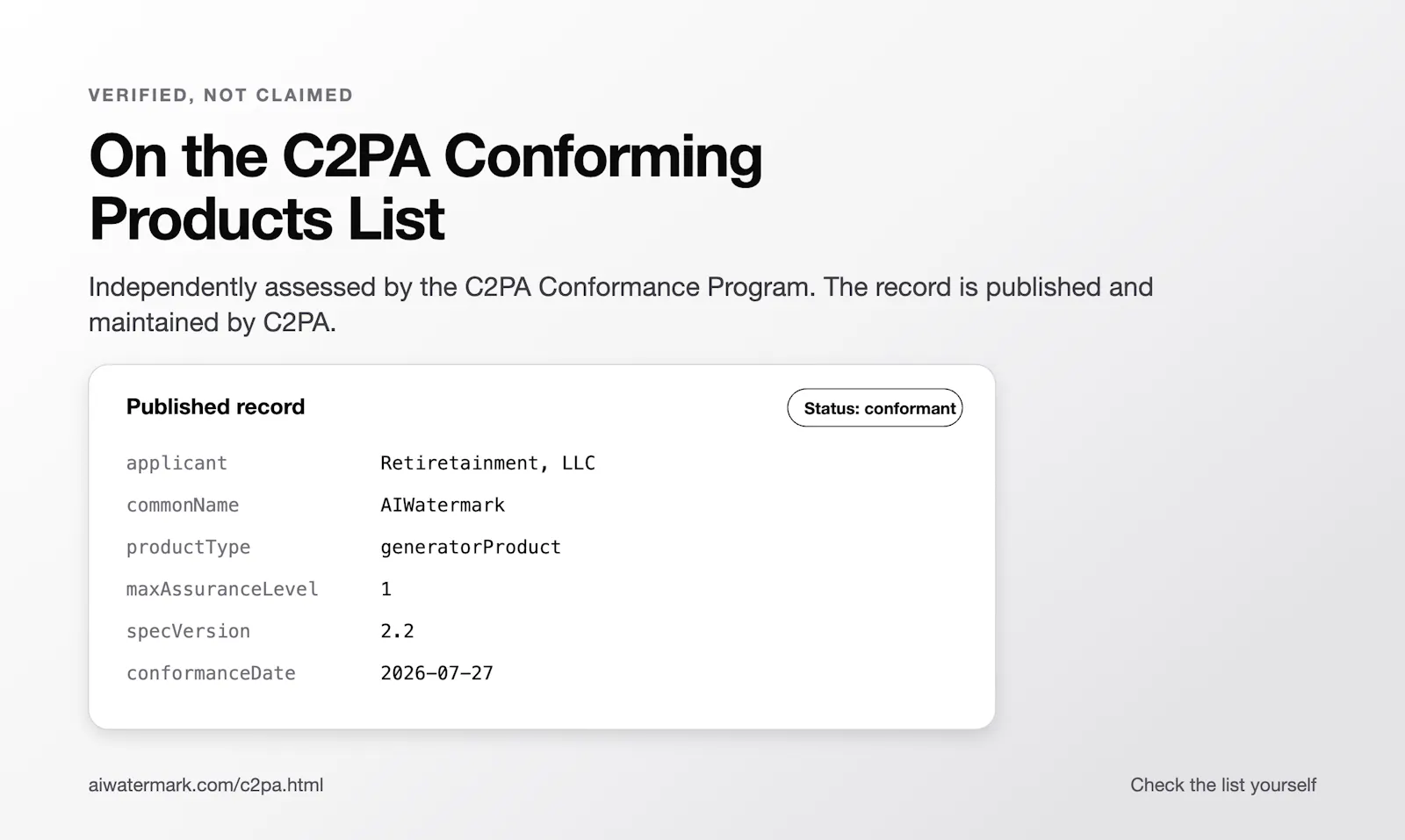 AIWatermark: C2PA Conformant screenshot 2