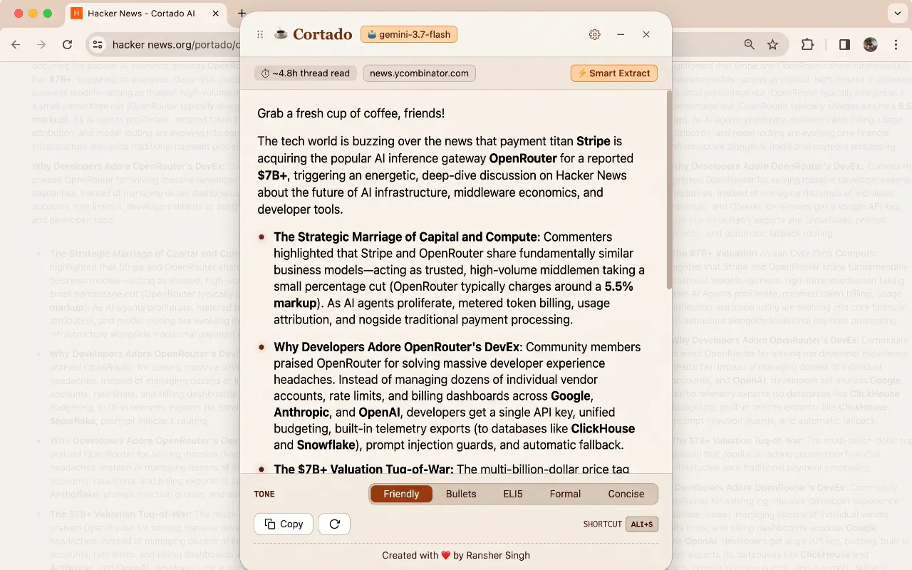 Cortado AI Summarizer screenshot 2