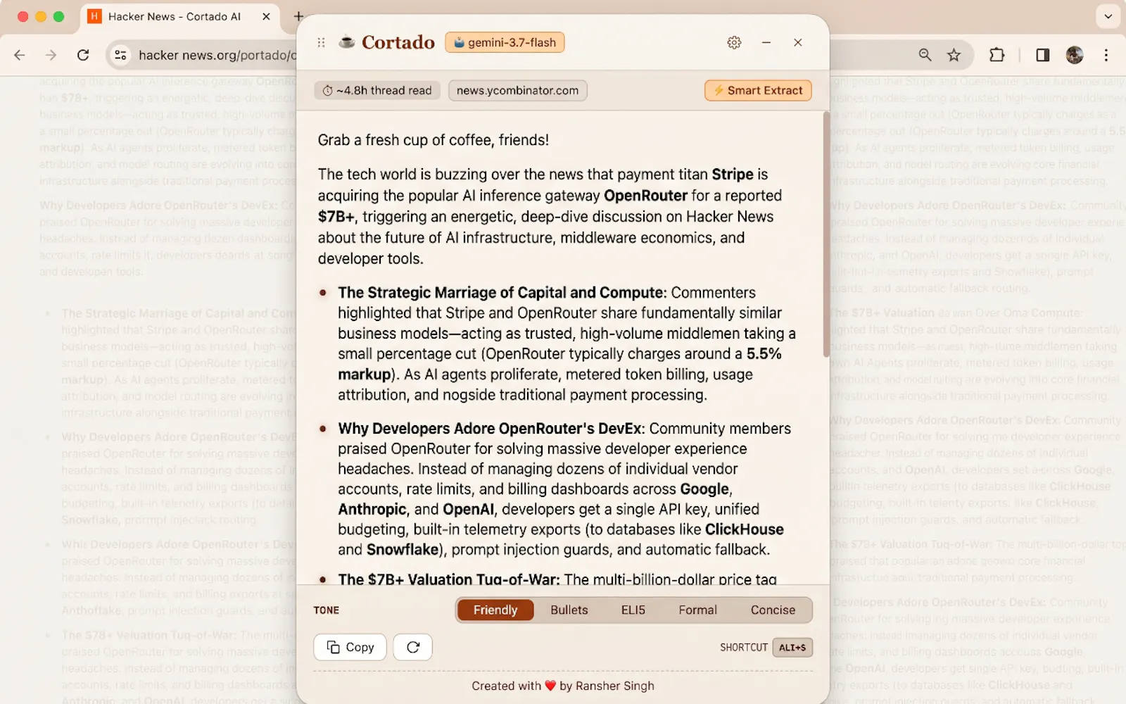 Cortado AI Summarizer screenshot 2