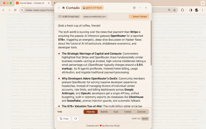 Cortado AI Summarizer screenshot 2