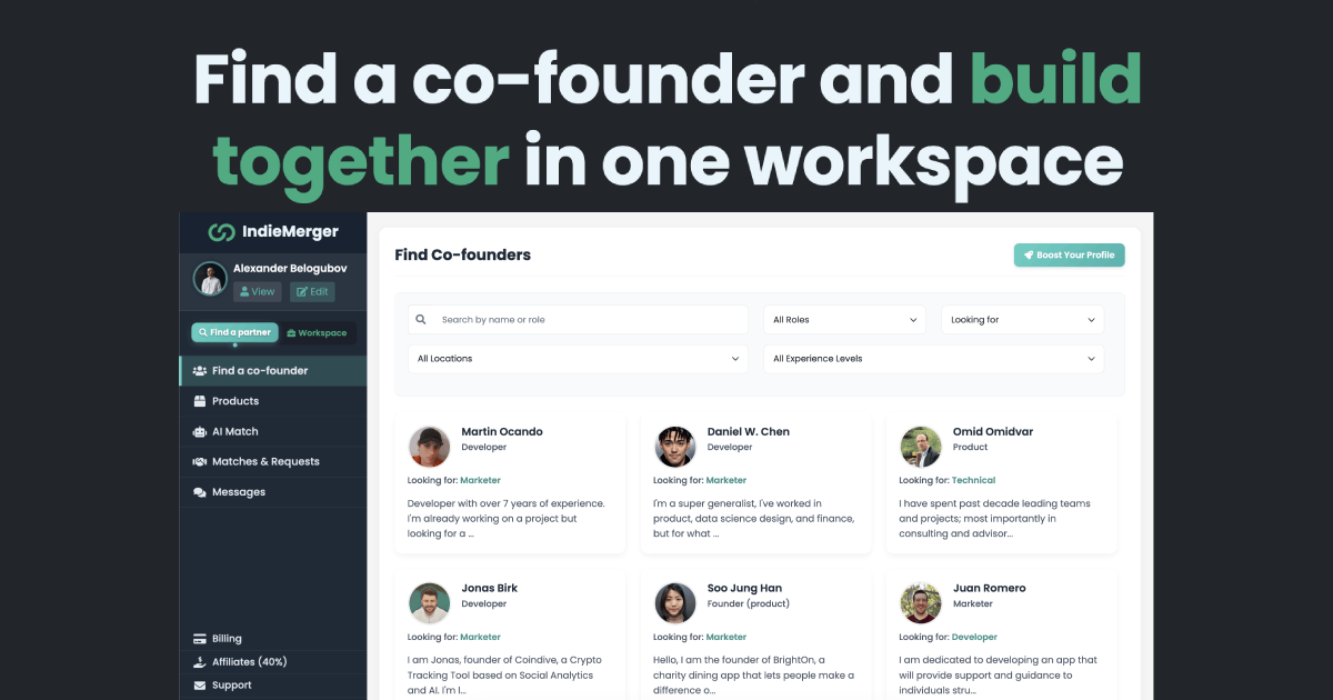 IndieMerger interface