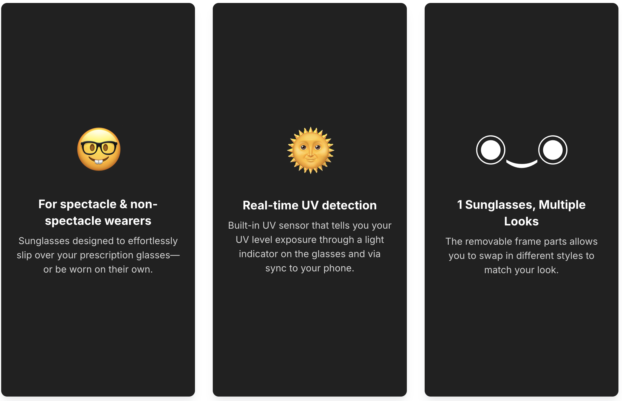ウェイトリストの招待状 - スマートサングラス - UVの露出を追跡し、あなたのスタイルとニーズに合わせて調整しますメディア2