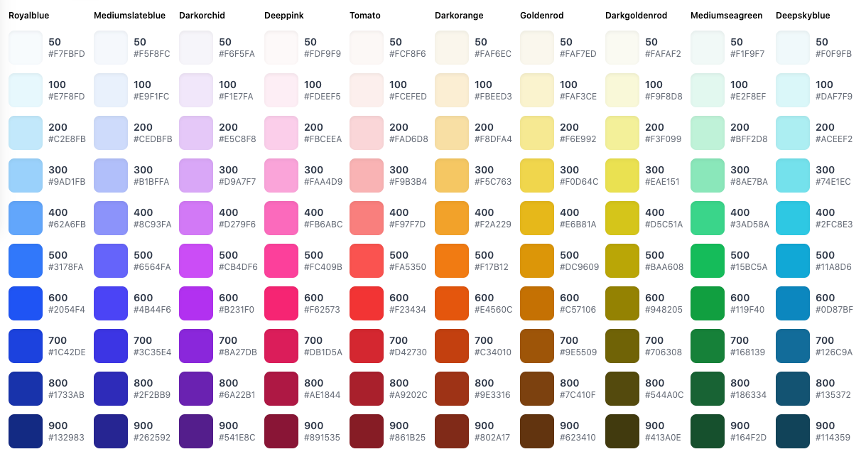 Tailwind Color Palette