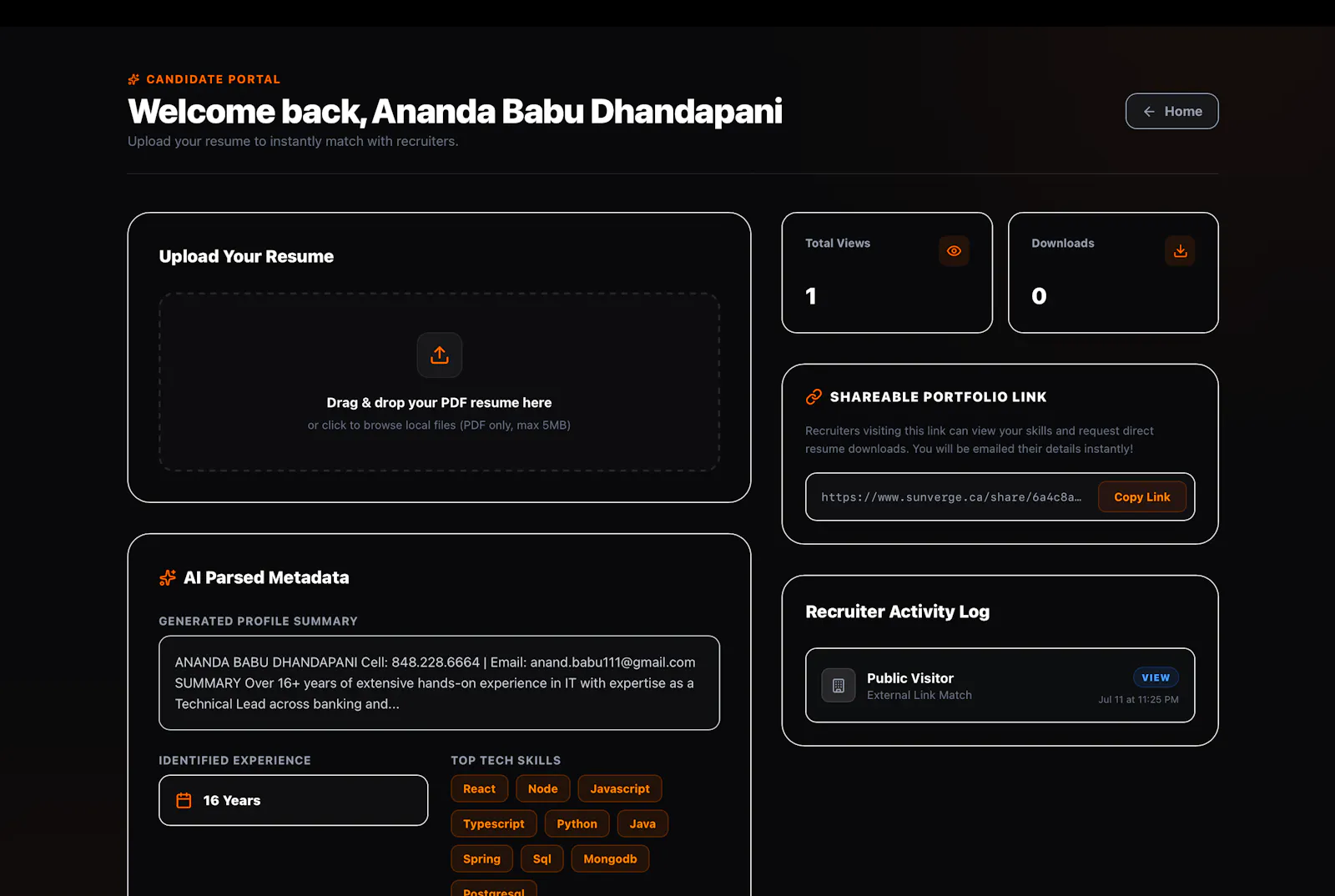 Sunverge Resume Vault screenshot 1