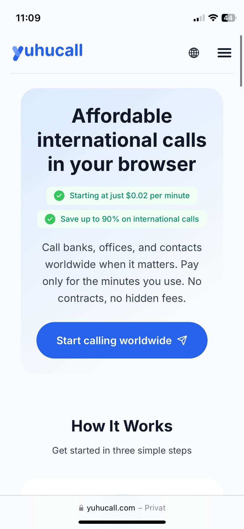 YuhuCall - Screenshot 2 showing product features and functionality