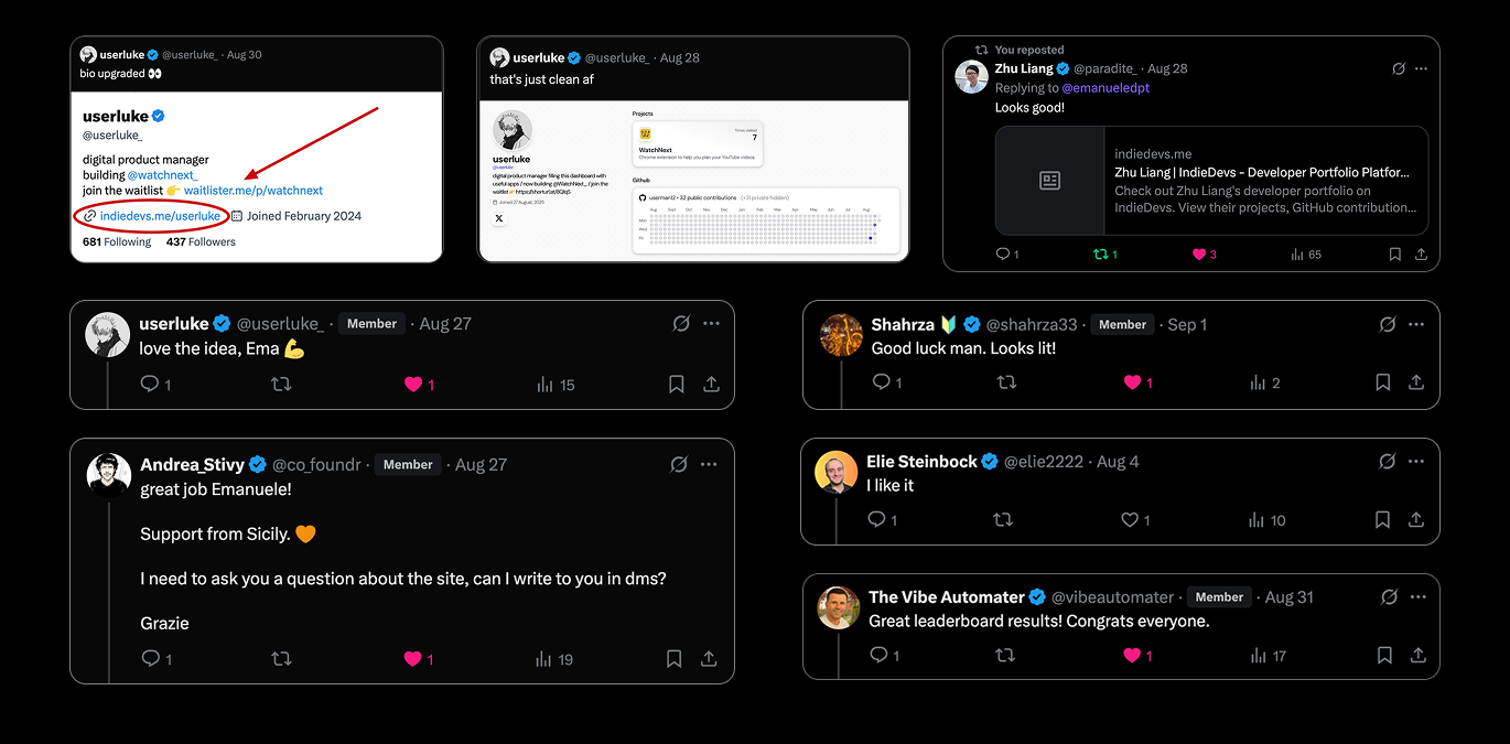 Indiedevs - Portfolio sviluppatore e collegamento in bio con analisi media 5