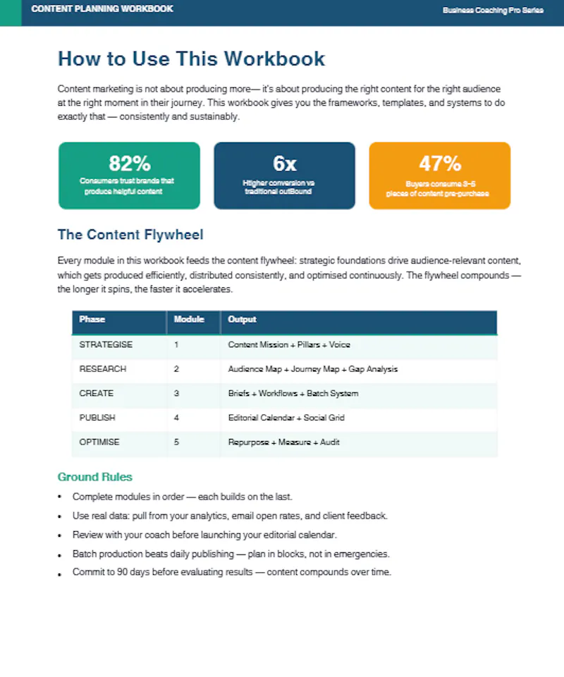 Content Planning Workbook screenshot 1