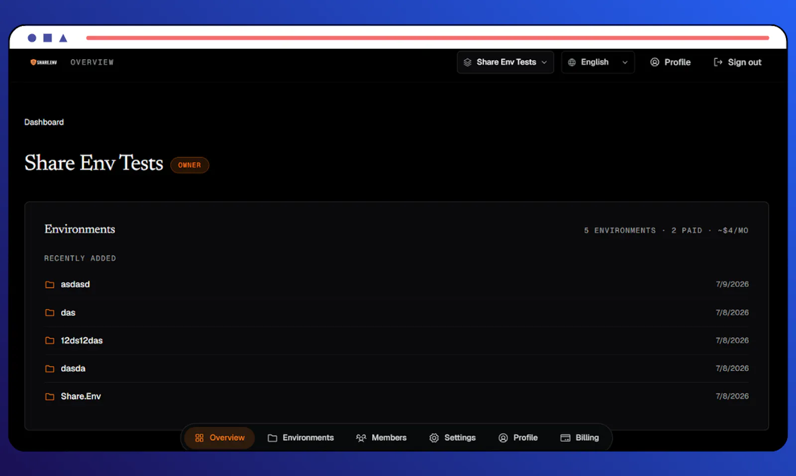 Share-Env  screenshot 1