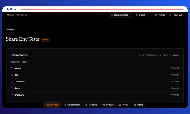 Share-Env  screenshot 1