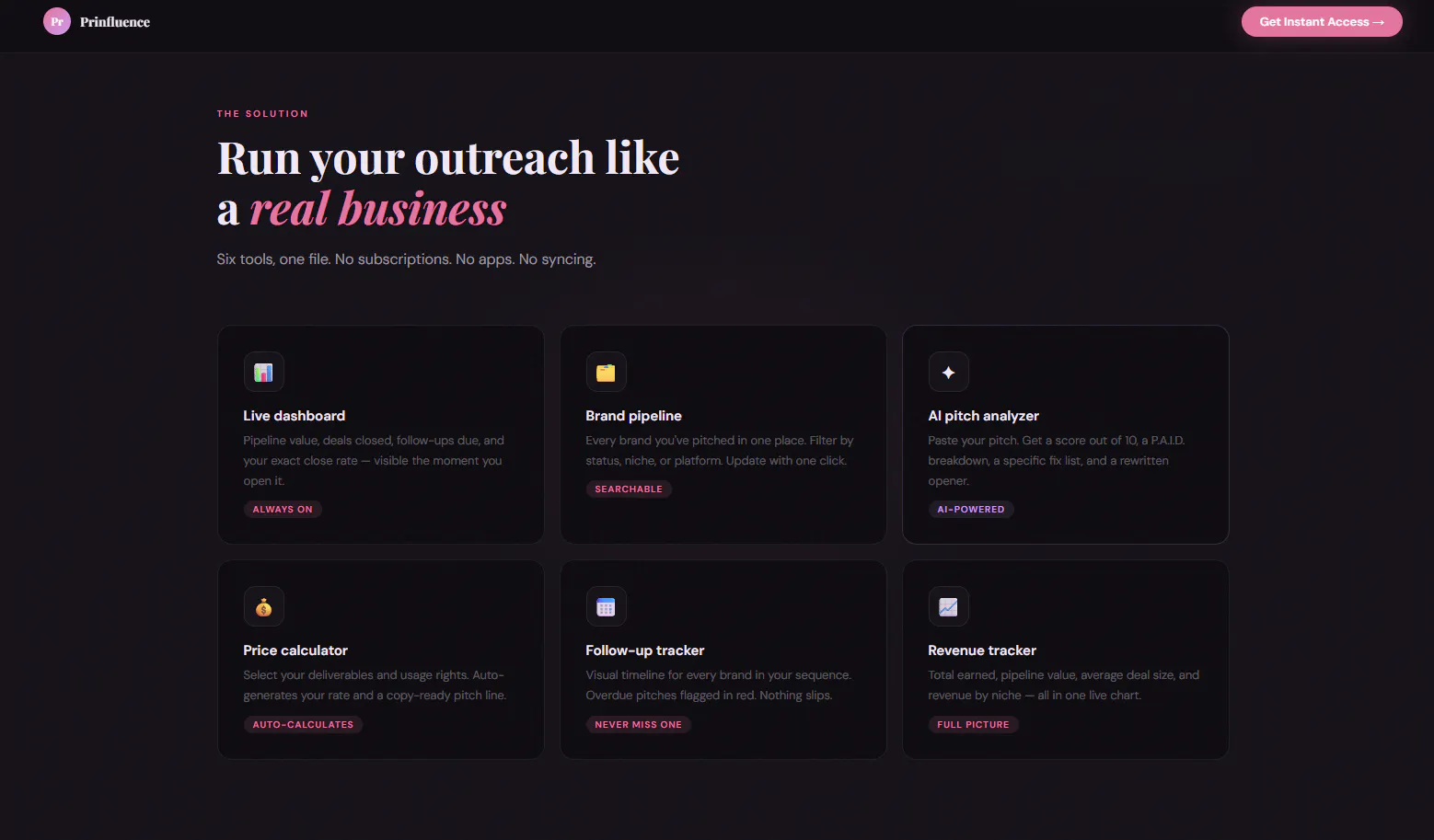 The Outreach Tracker — Prinfluence gallery image