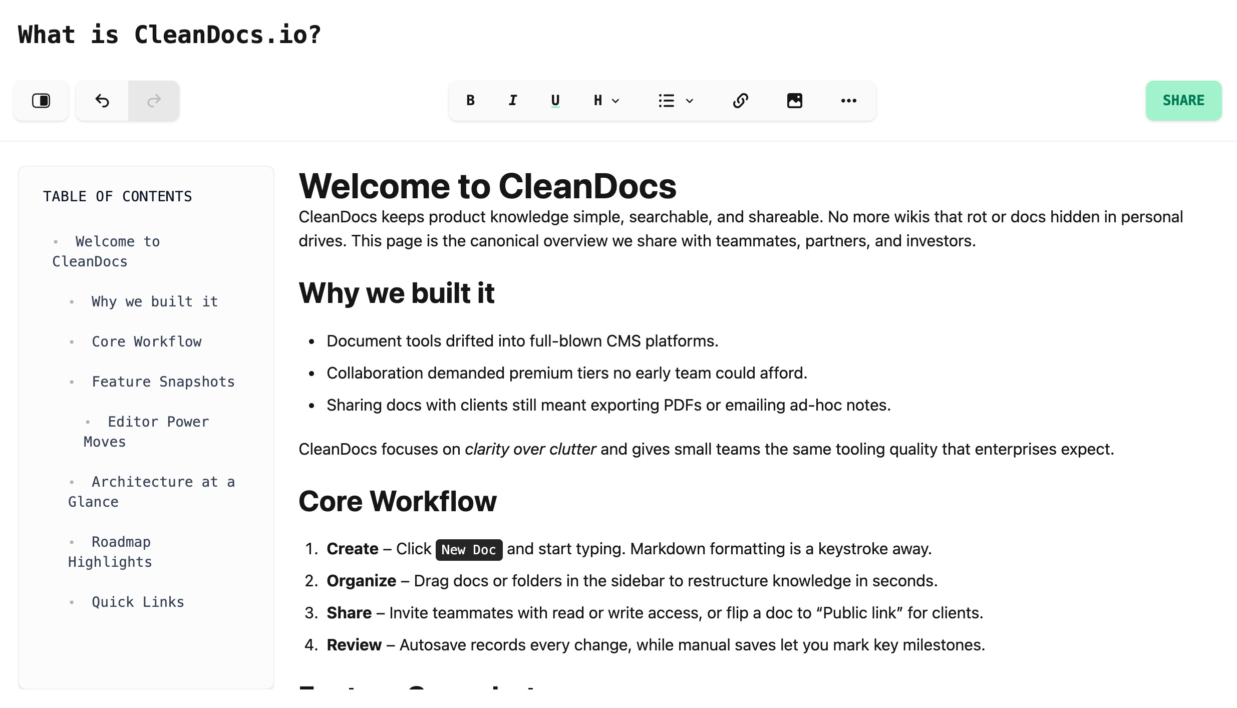 CleanDocs.io gallery image